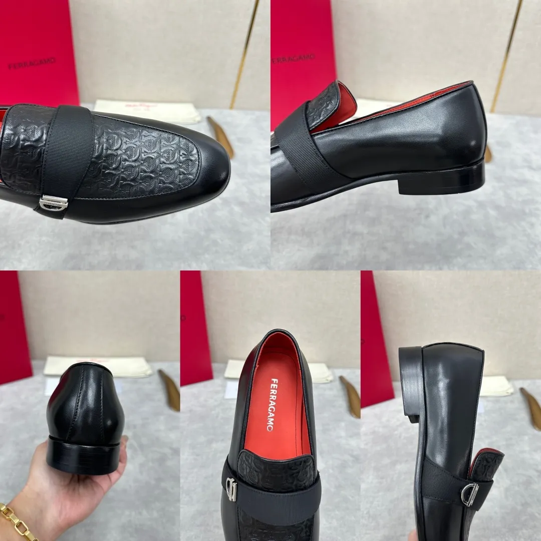 [Ferragamo] Top P: 960💰 Number of yards: 39~44 (38.45.46. Custom-made, non-refundable) Ferragamo** counters synchronize new models of men's loafers that can be worn casually or formally. The classic shape embodies the fashionable charm of formal wear, and the newly designed proportions are more modern. These loafers are made of imported open-edge beaded cowhide/fine calfskin/cow suede material. The upper is decorated with webbing, and the side is privately molded with silver Gancini buckles. The double stitching details add to the fashionable charm. Adopting a special "Original" structure and going through multiple processes, the soles are almost entirely handmade. Unique processing technology demonstrates exquisite craftsmanship. The original privately modeled genuine leather outsole is paired with a personalized rubber backing. It is comfortable, non-slip and wear-resistant. It can be worn as a slip-on. Exquisite hand-stitching. The workmanship is as fine as that of a store. The original color calfskin lining is sweat-absorbent, anti-odor, comfortable and breathable. The heel is also decorated with a rubber patch to perfectly improve the grip performance.